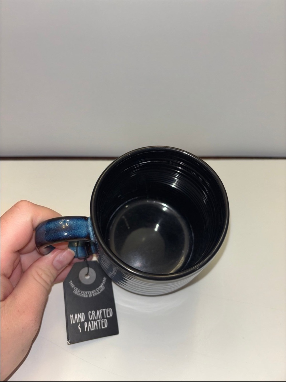 NWT The Old Pottery Company Coffee Mug Tea Cup Handcrafted 14 Oz Blue - Picture 4 of 6